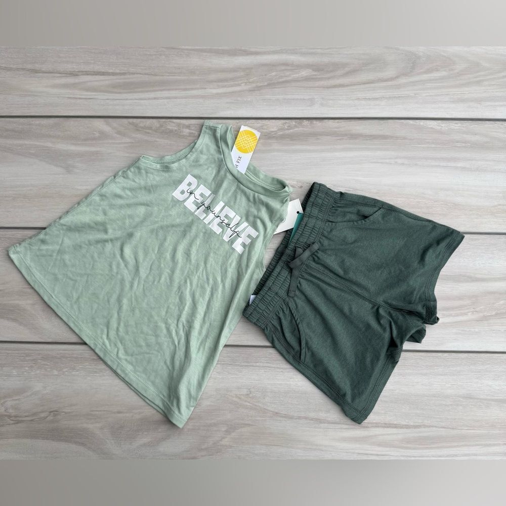 We Wander Performance Graphic Muscle Short Set Green XS NWT